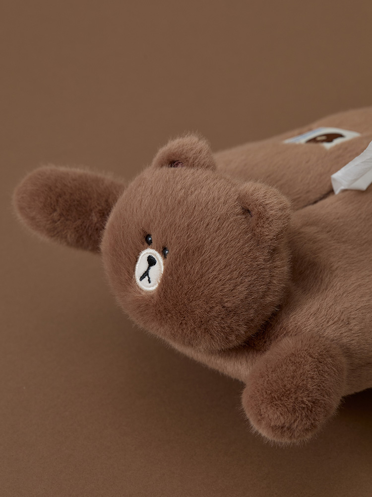 ぬいぐるみティッシュケース(HUG BROWN) ブラウン | LINE